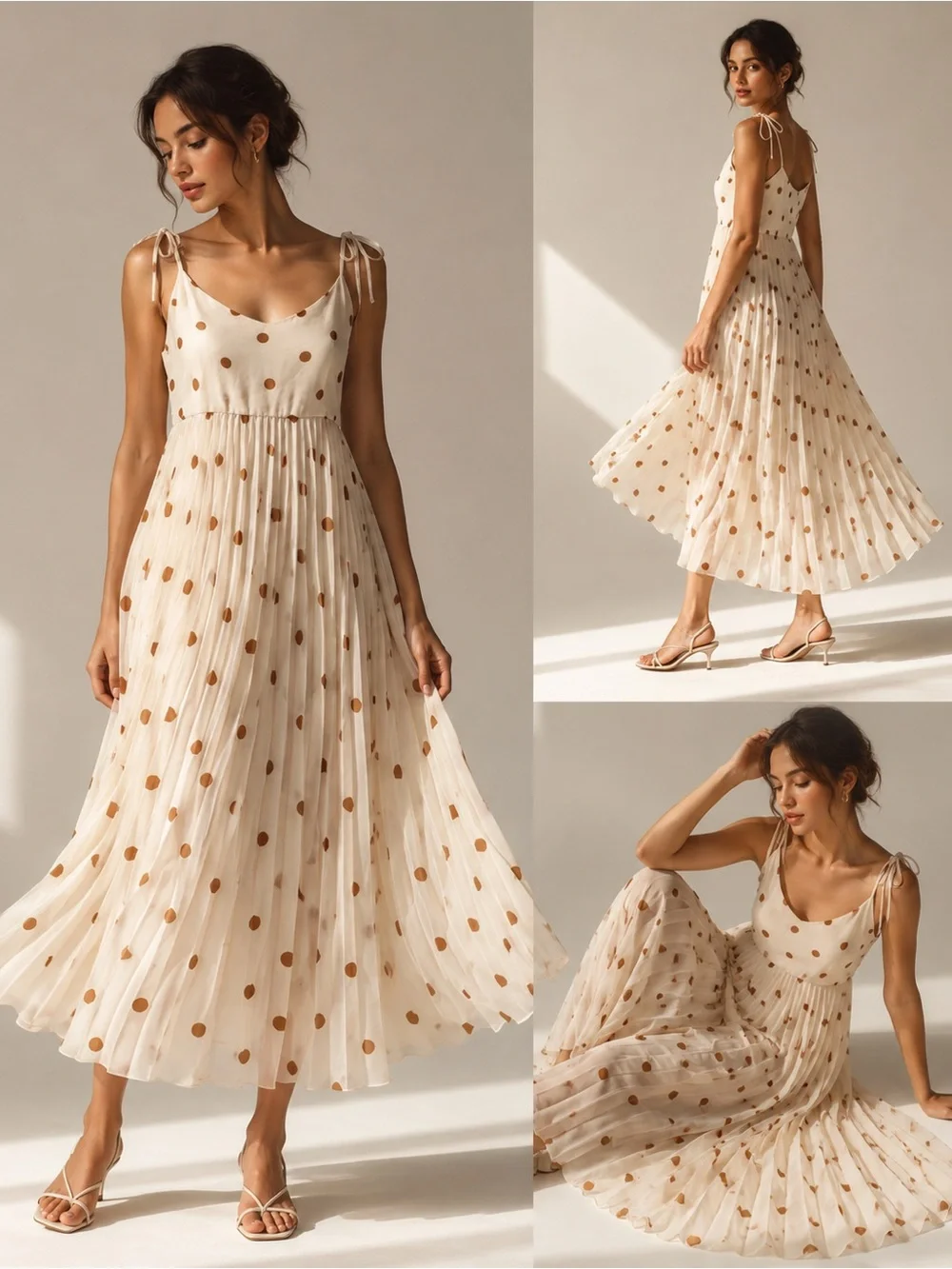 midi dress poshmark Sezane | Dresses | Sezane Sleeveless Polka Dot Midi Dress Cream With Brown  Dots 38 6